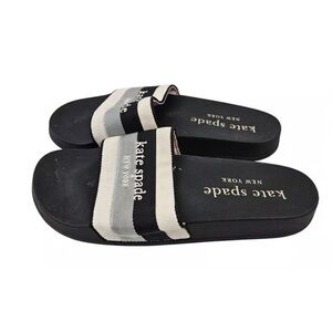 Kate Spade Black and Cream Slide Sandals